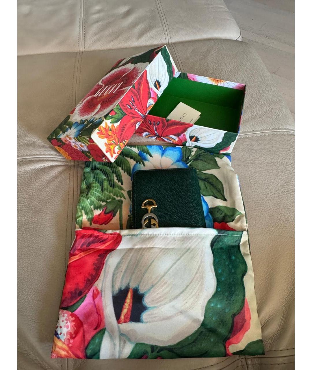 GUCCI Зеленый кожаный кошелек, фото 4