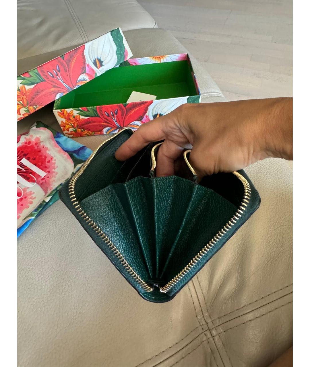 GUCCI Зеленый кожаный кошелек, фото 8
