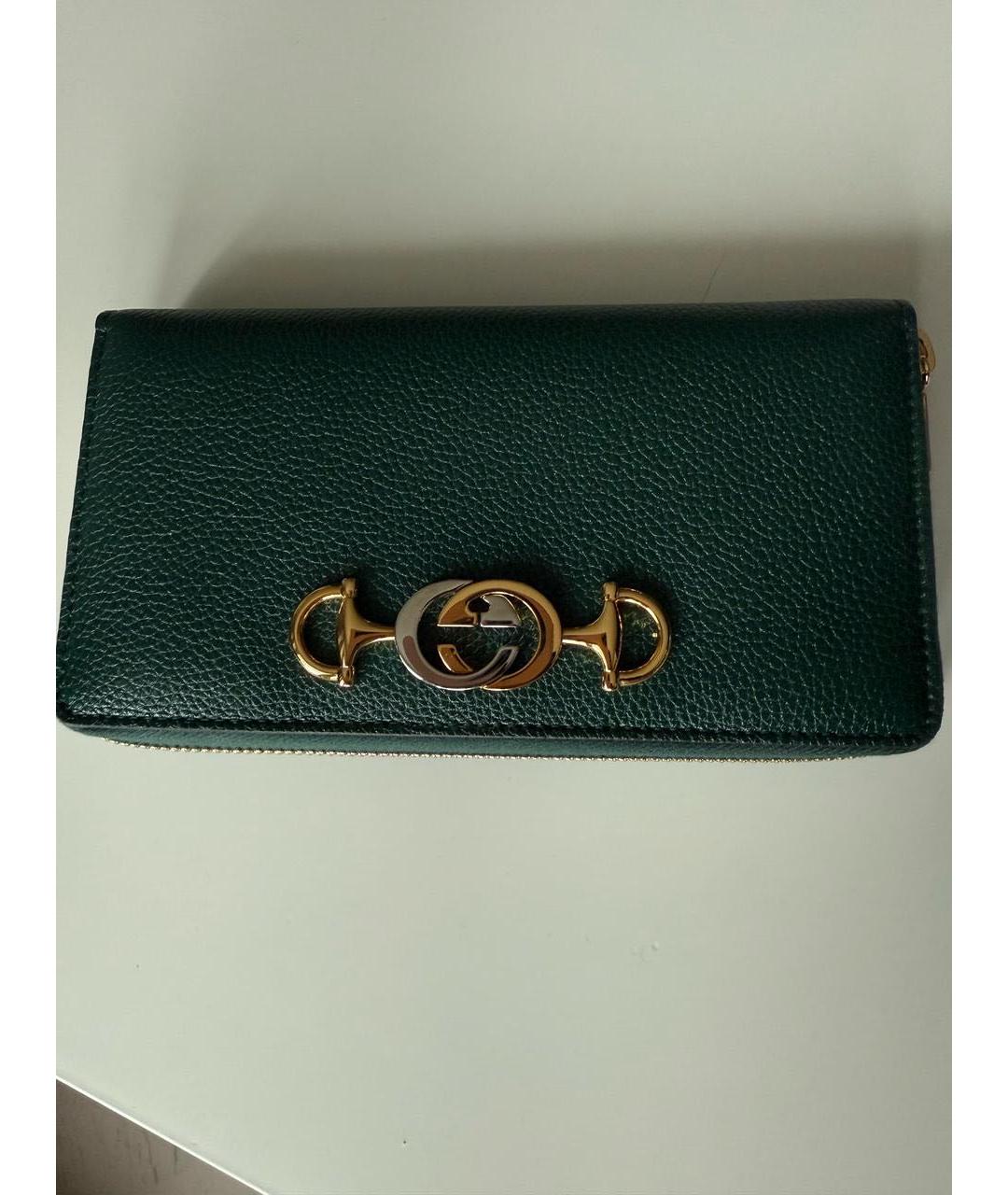GUCCI Зеленый кожаный кошелек, фото 9