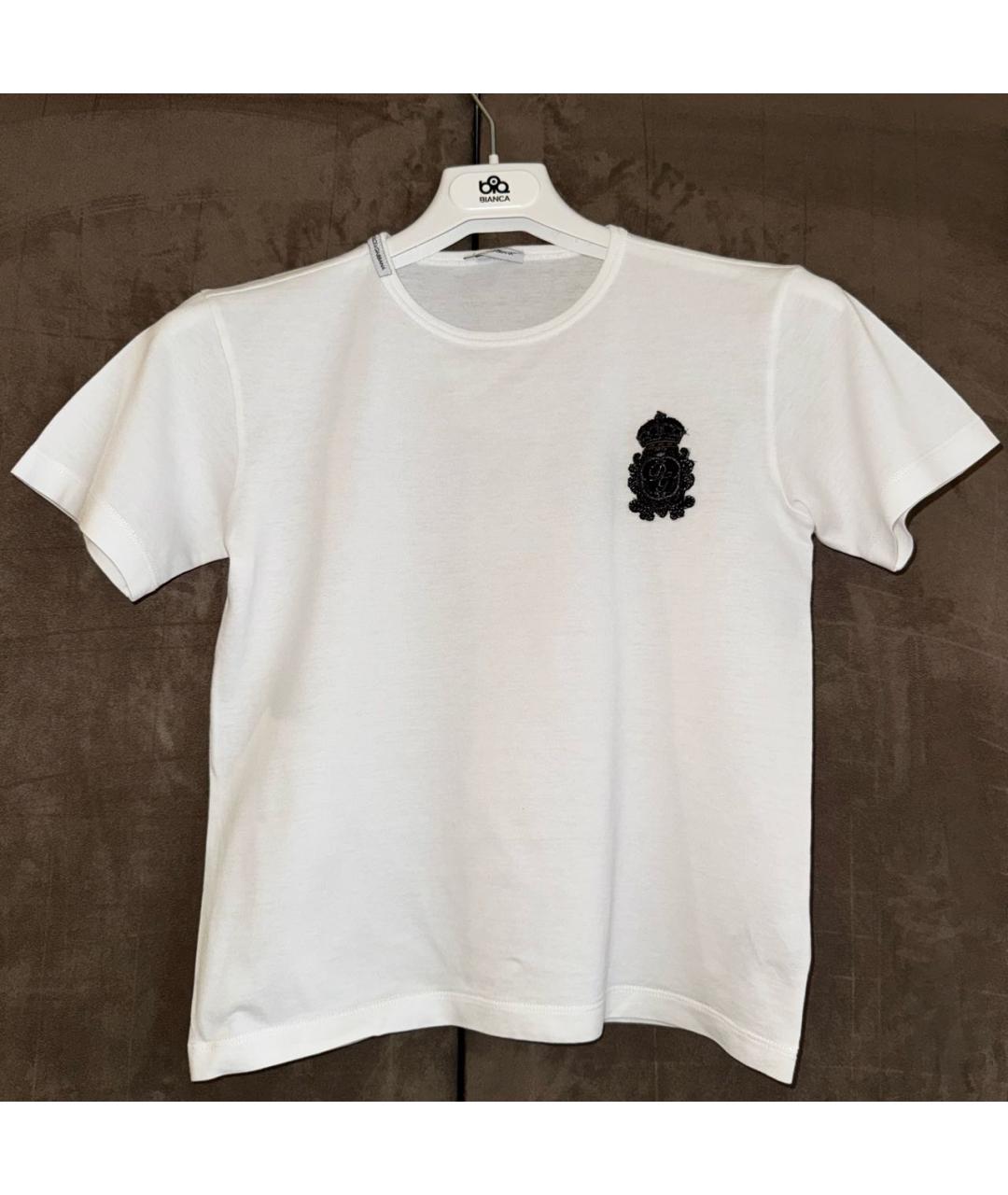 DOLCE&GABBANA Белая хлопковая детская футболка, фото 5