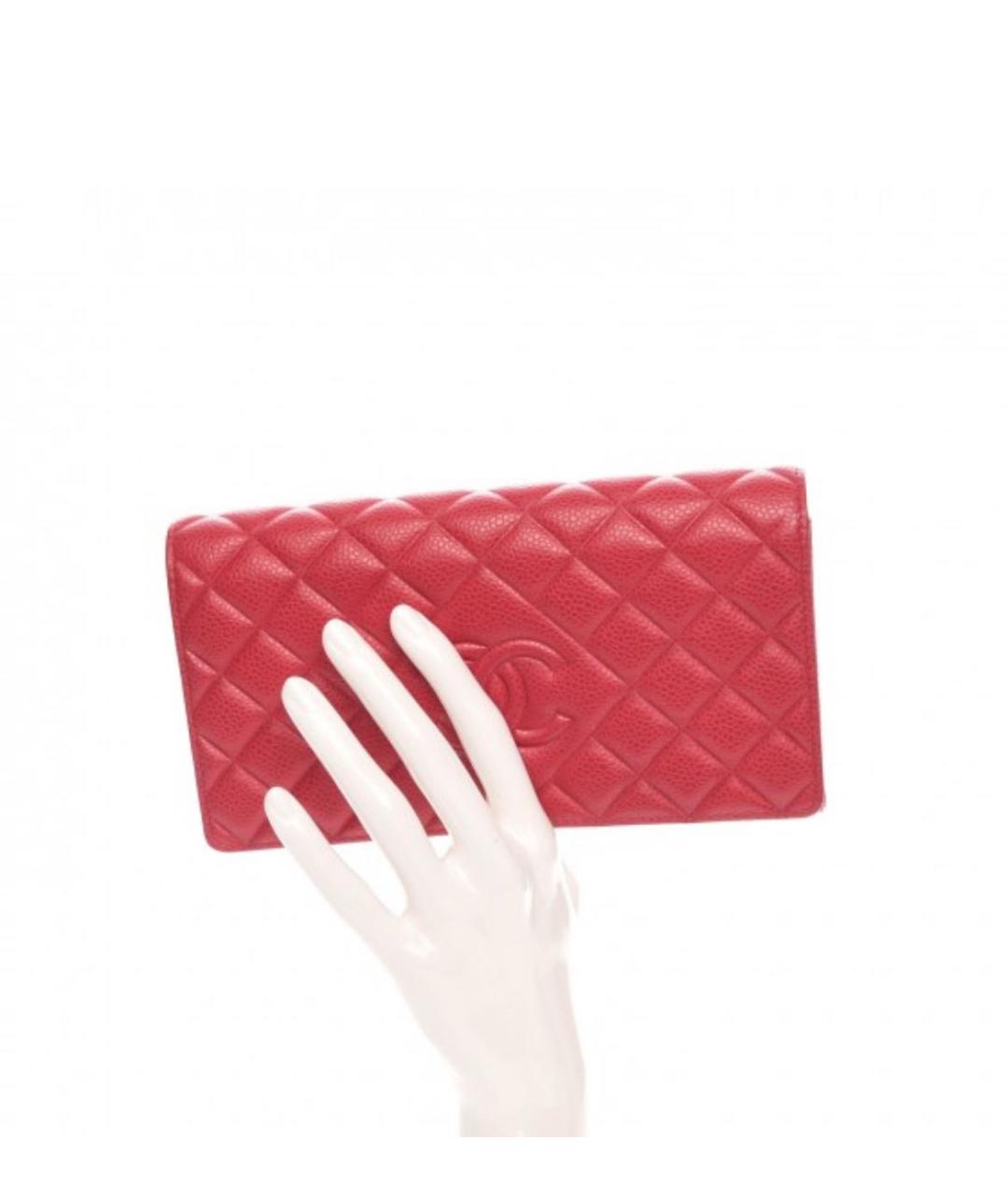 CHANEL Красный кожаный кошелек, фото 4