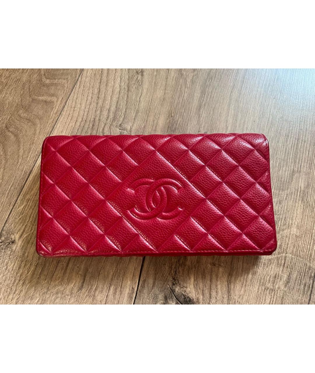 CHANEL Красный кожаный кошелек, фото 5