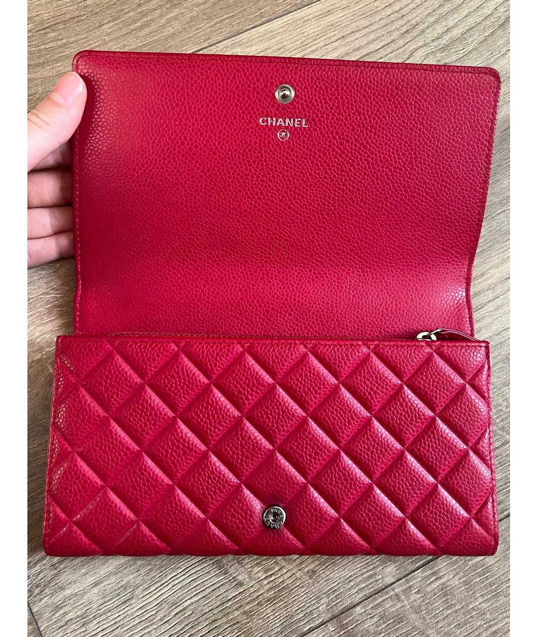 CHANEL Красный кожаный кошелек, фото 8