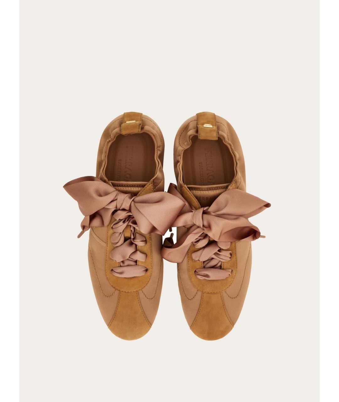 FERRAGAMO Коричневые кожаные кроссовки, фото 2