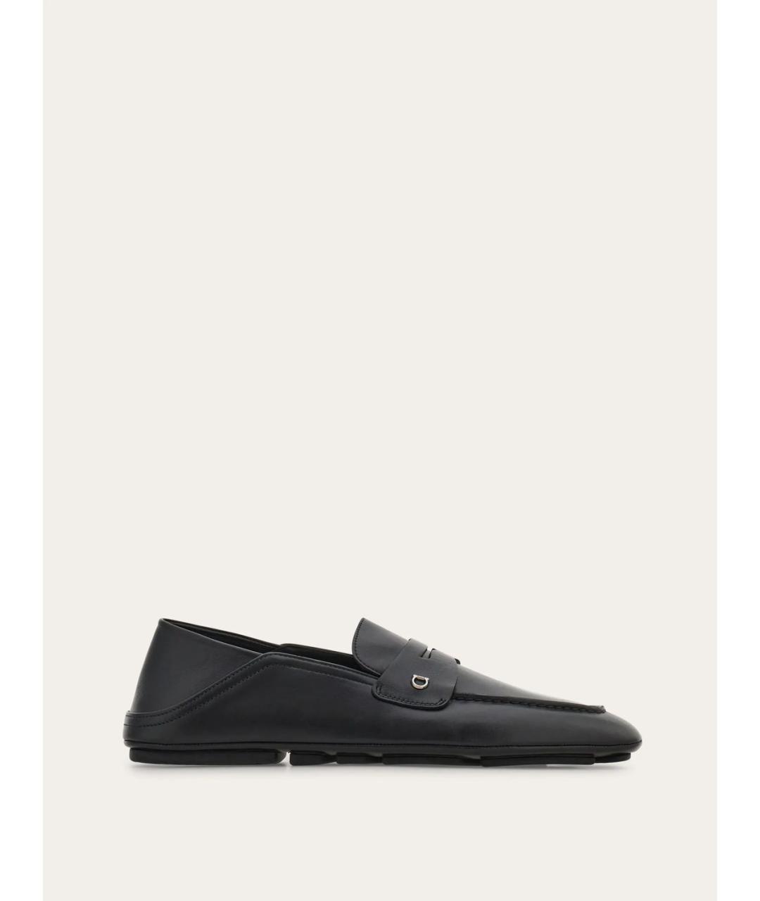 FERRAGAMO Черные кожаные лоферы, фото 6