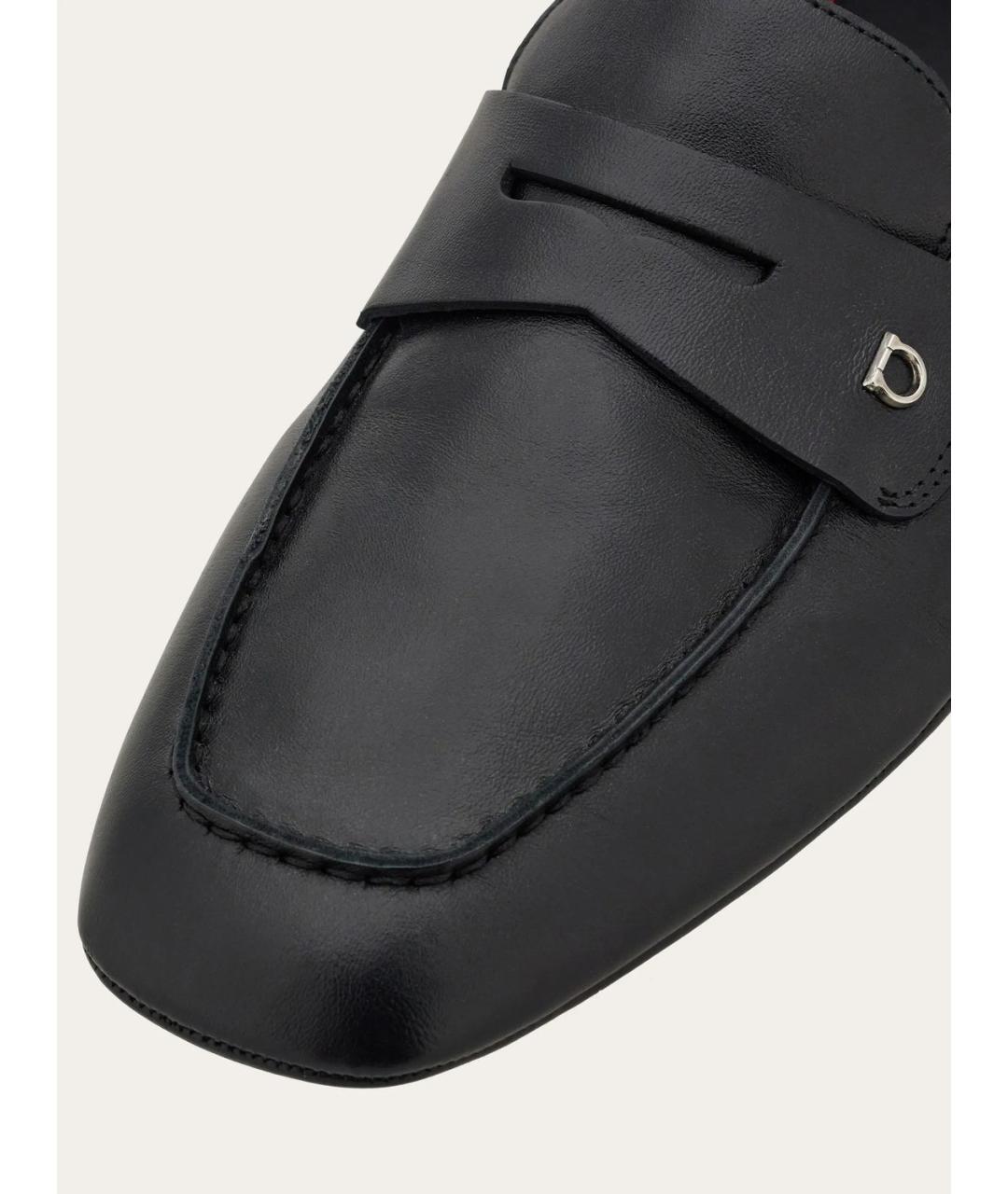 FERRAGAMO Черные кожаные лоферы, фото 3