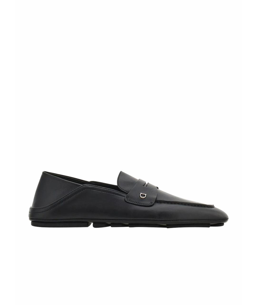 FERRAGAMO Черные кожаные лоферы, фото 1