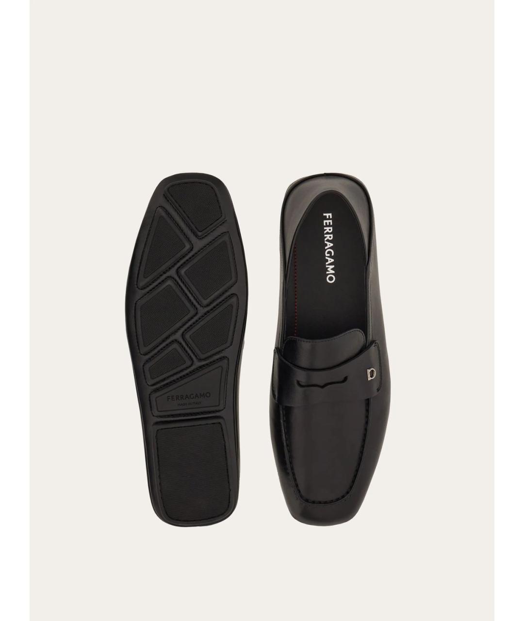 FERRAGAMO Черные кожаные лоферы, фото 2