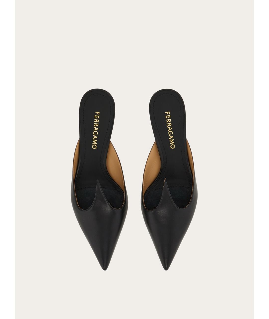 FERRAGAMO Черные кожаные мюли, фото 2