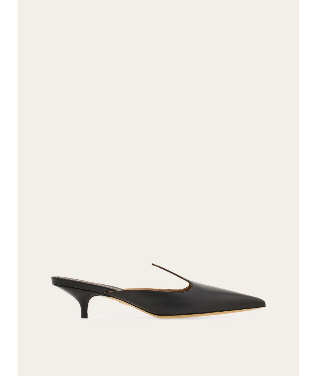 FERRAGAMO Черные кожаные мюли, фото 6
