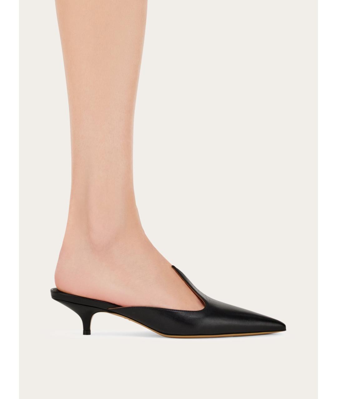 FERRAGAMO Черные кожаные мюли, фото 3