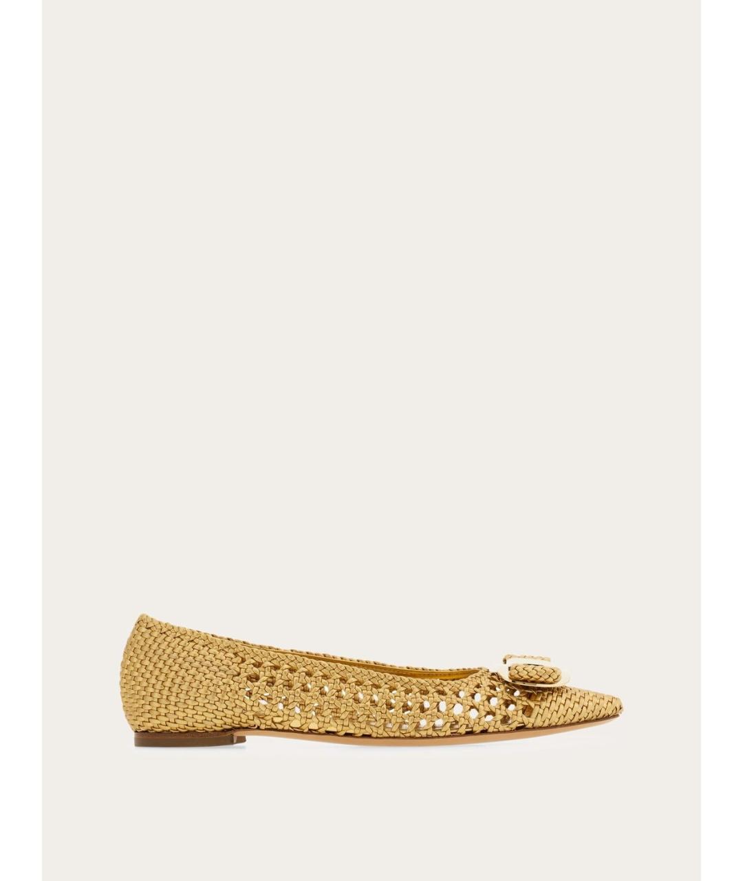 FERRAGAMO Бежевые кожаные балетки, фото 5