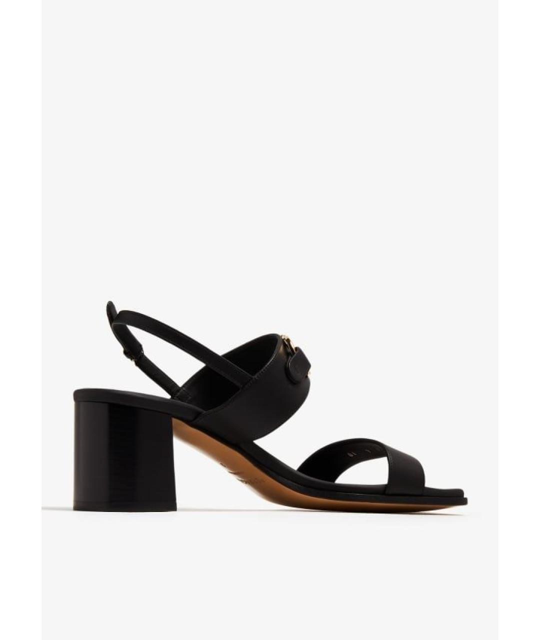 FERRAGAMO Черные кожаные босоножки, фото 3