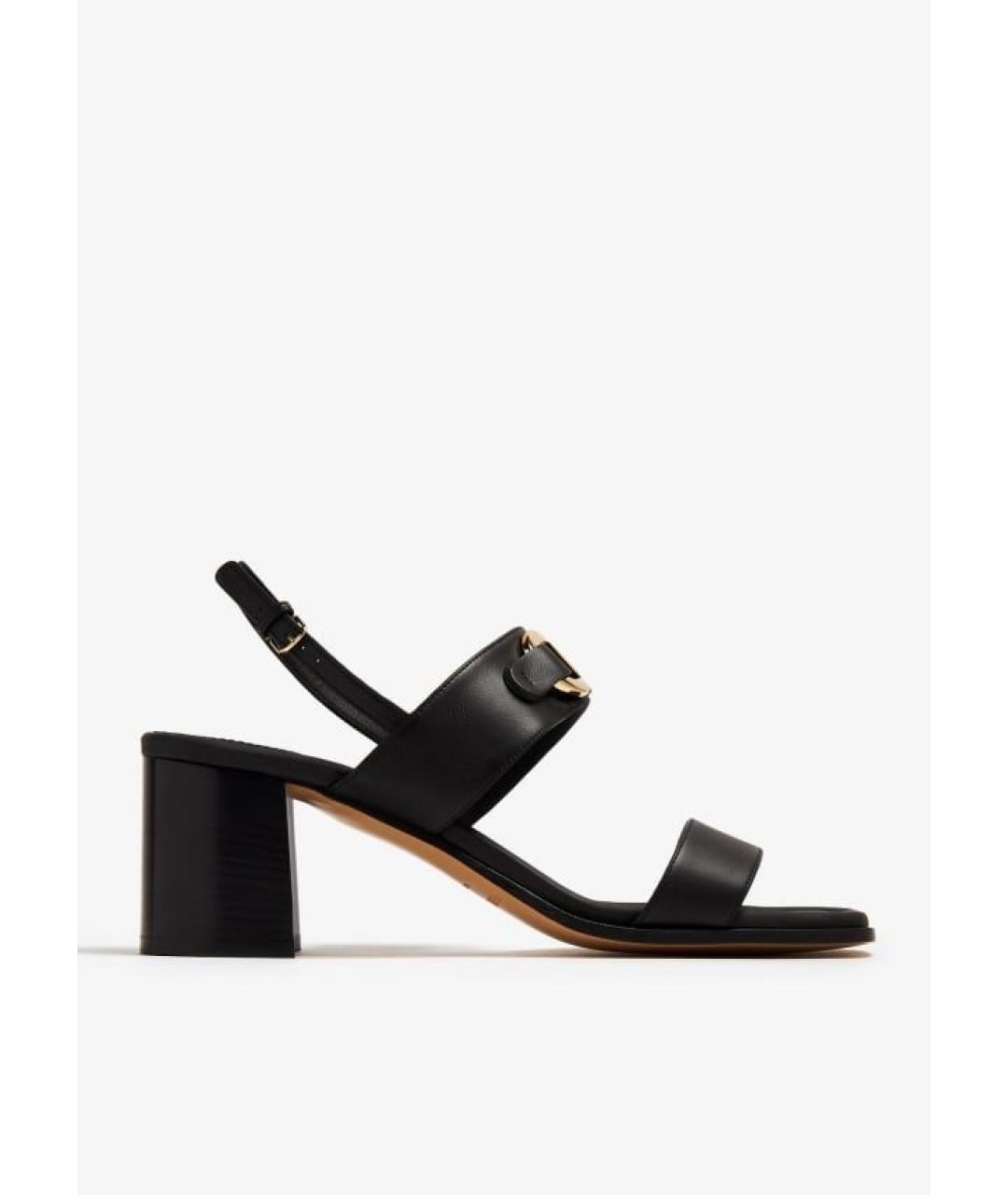 FERRAGAMO Черные кожаные босоножки, фото 5