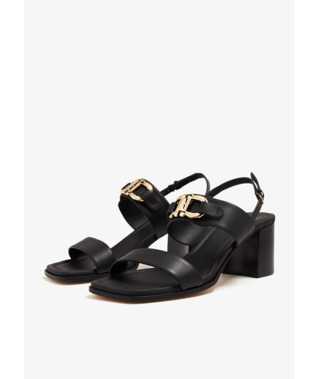 FERRAGAMO Черные кожаные босоножки, фото 4