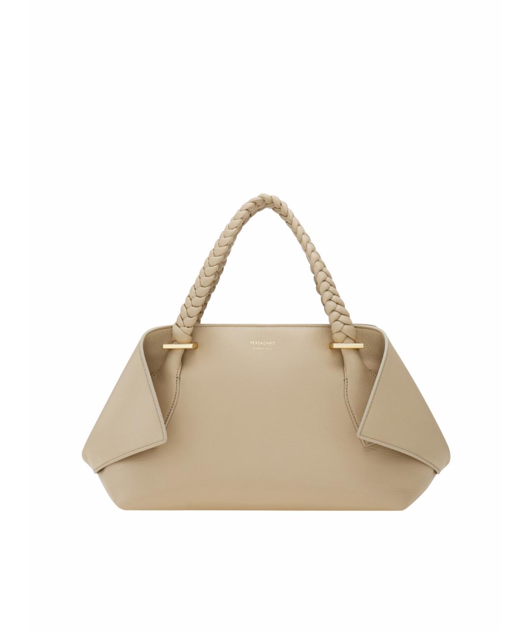 FERRAGAMO Бежевая кожаная сумка тоут, фото 1