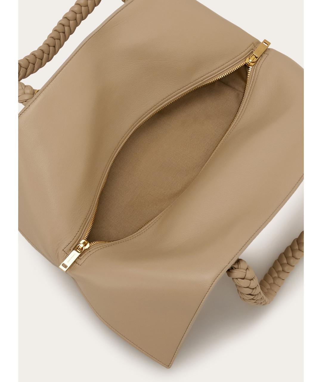 FERRAGAMO Бежевая кожаная сумка тоут, фото 4