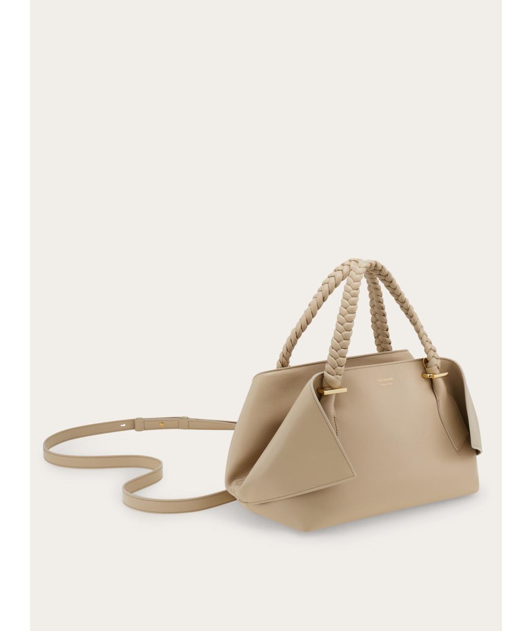FERRAGAMO Бежевая кожаная сумка тоут, фото 5