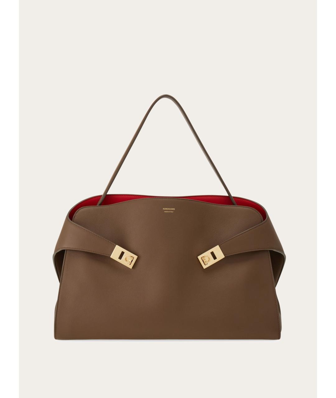 FERRAGAMO Коричневая кожаная сумка через плечо, фото 6