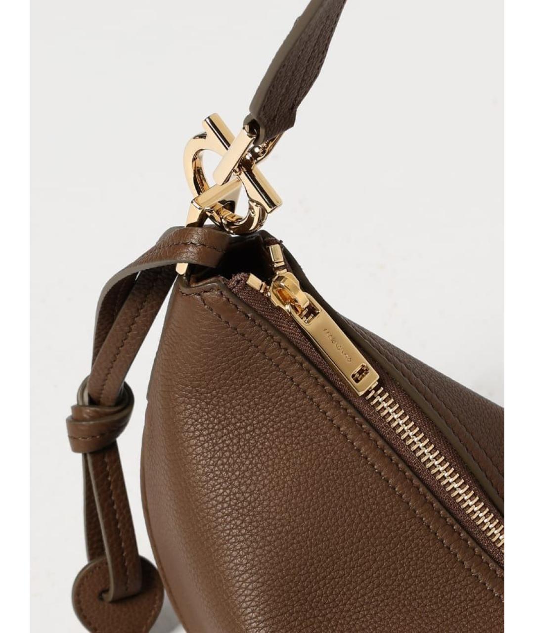 FERRAGAMO Коричневая кожаная сумка через плечо, фото 4