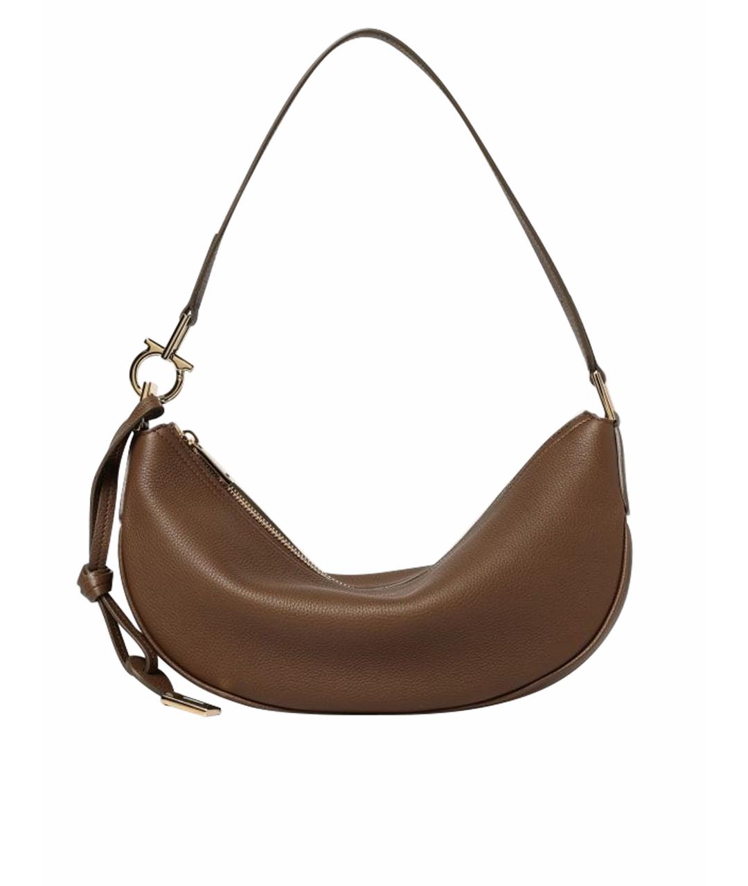 FERRAGAMO Коричневая кожаная сумка через плечо, фото 1