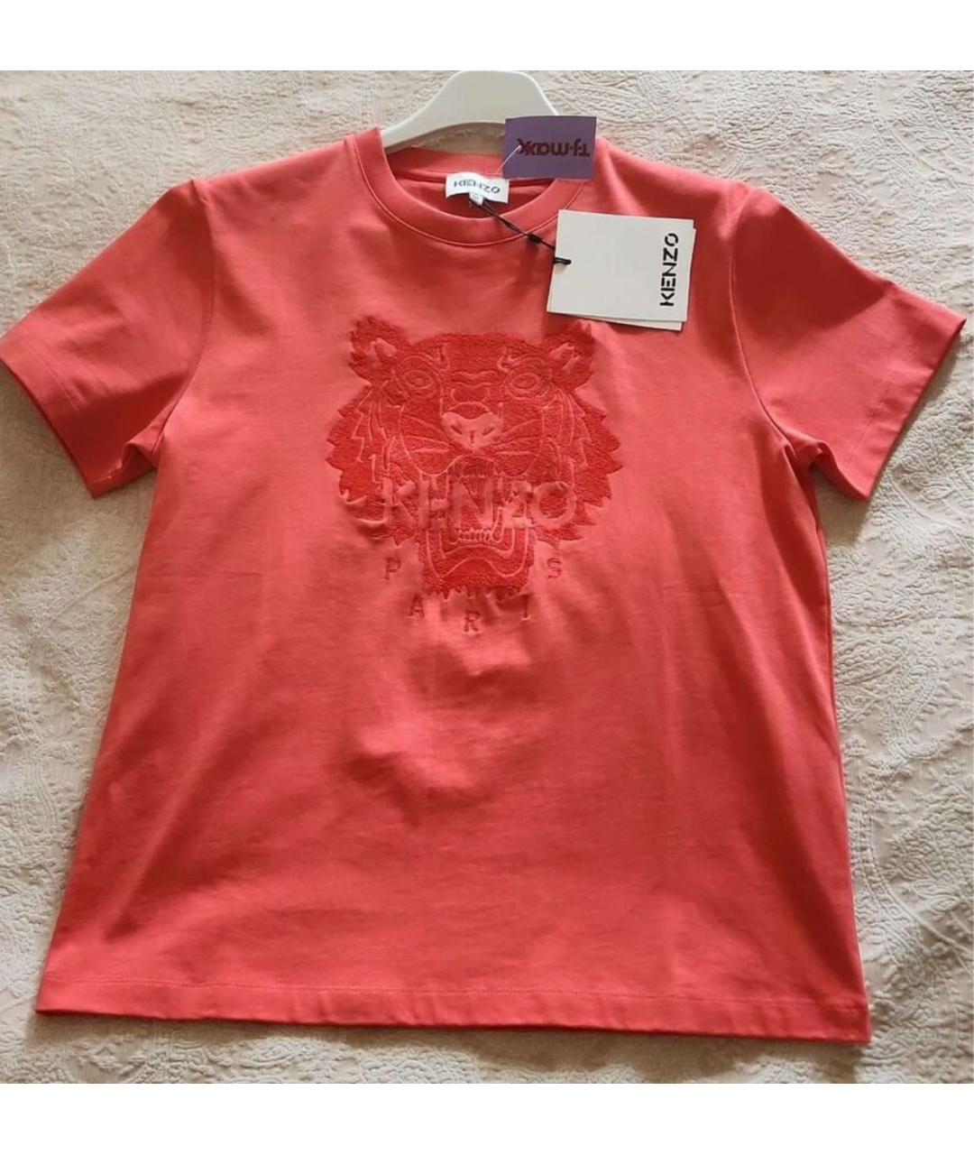 KENZO Коралловая хлопковая футболка, фото 8