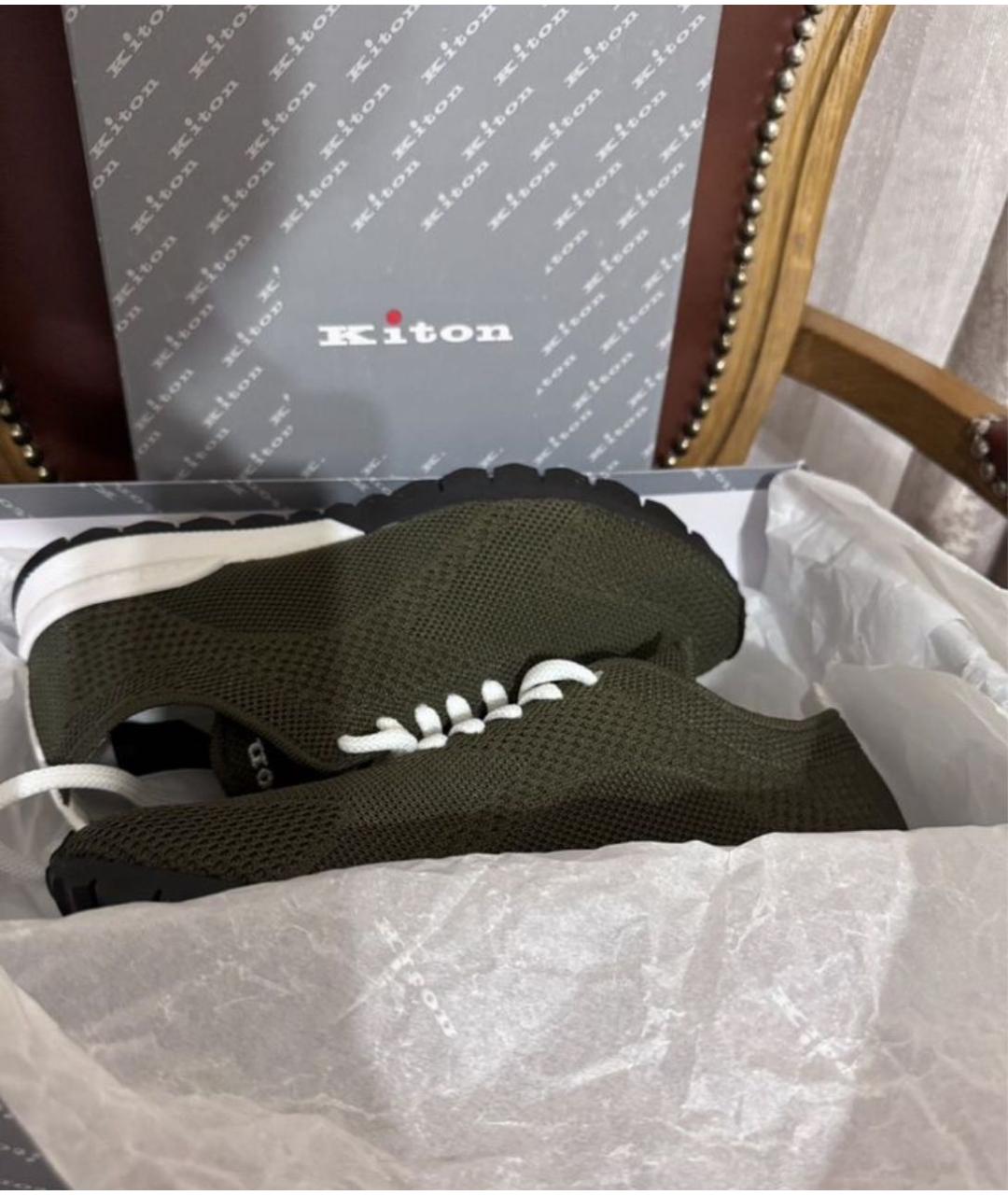 KITON Хаки низкие кроссовки / кеды, фото 3