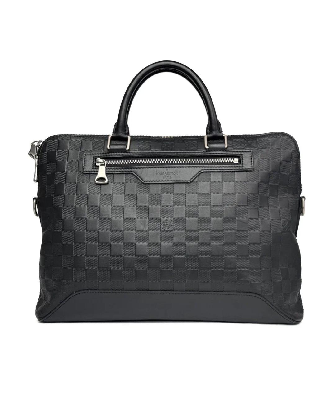 LOUIS VUITTON Черный кожаный портфель, фото 7