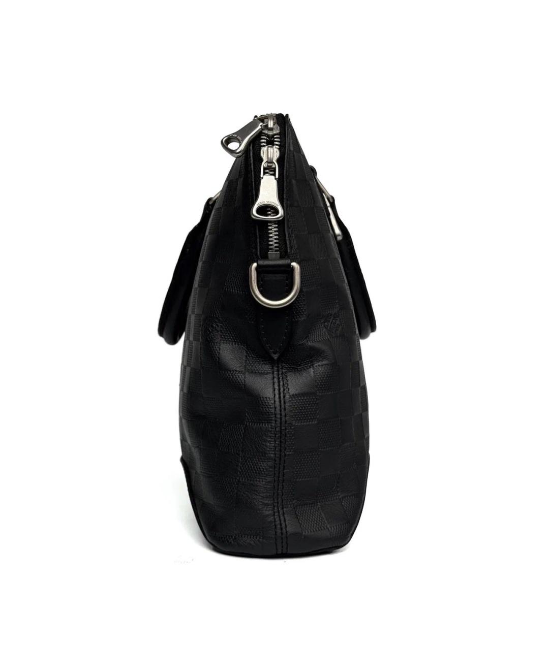 LOUIS VUITTON Черный кожаный портфель, фото 5