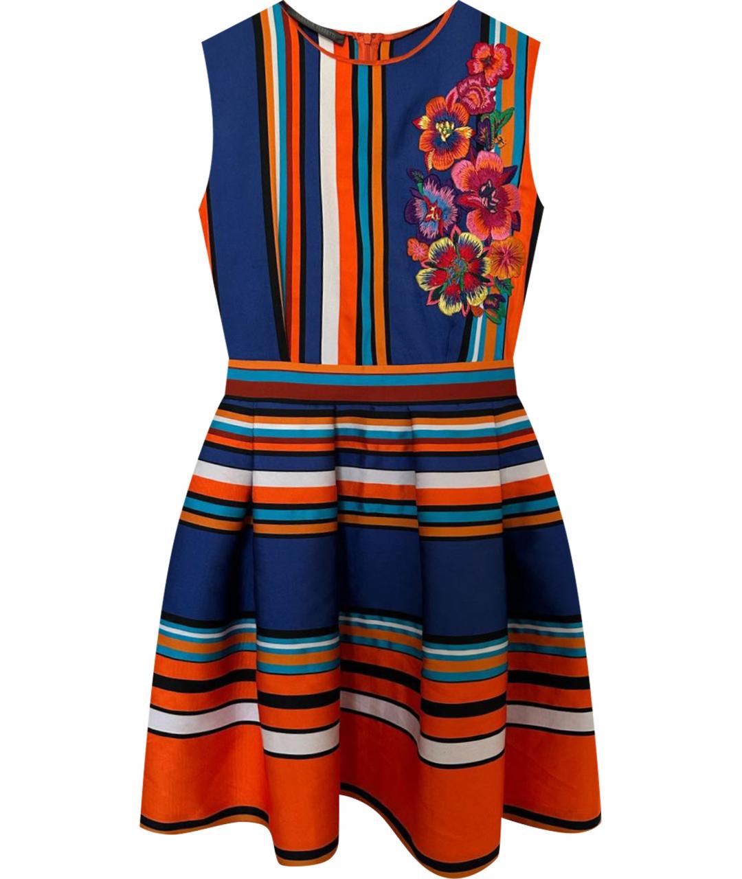 ALBERTA FERRETTI Мульти атласное коктейльное платье, фото 1