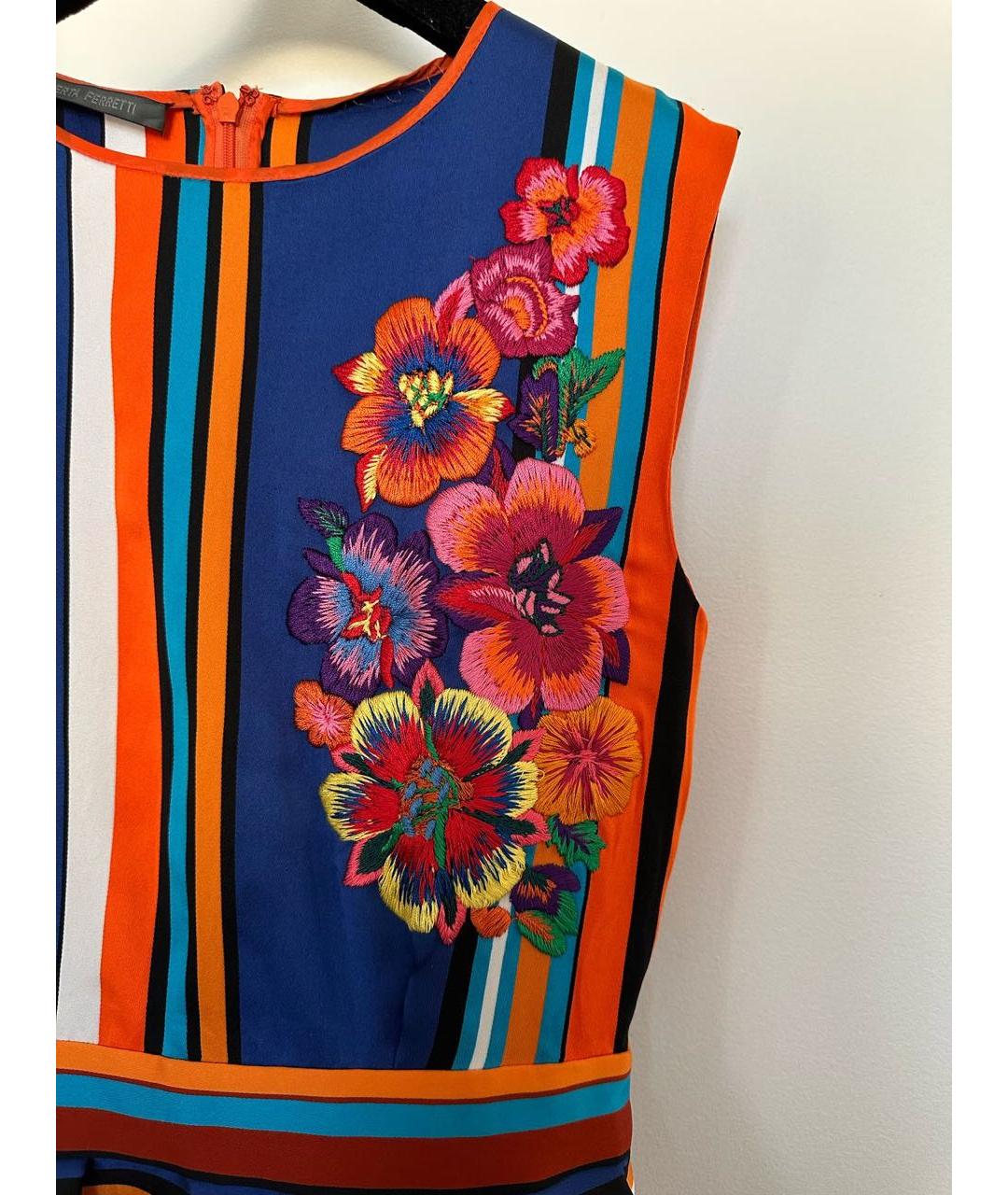 ALBERTA FERRETTI Мульти атласное коктейльное платье, фото 4