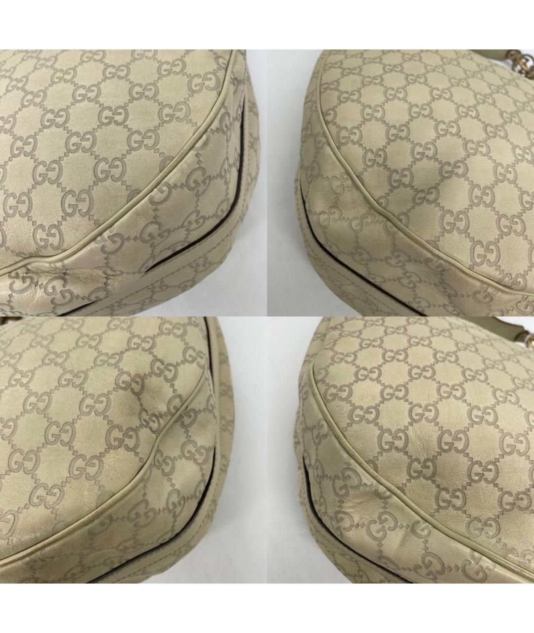GUCCI Бежевая кожаная сумка тоут, фото 5