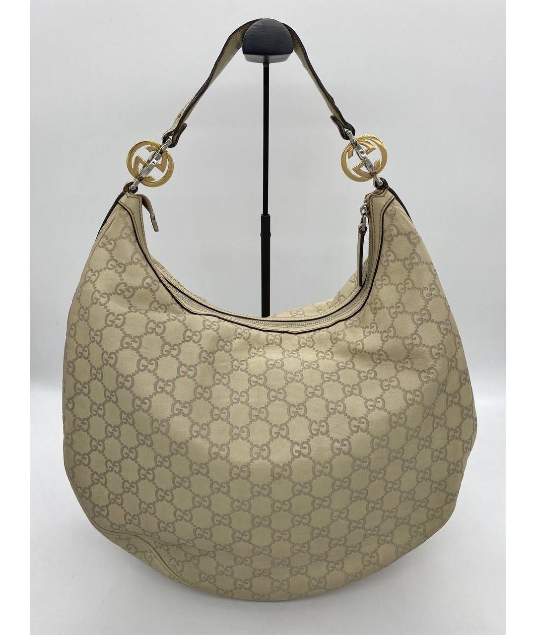 GUCCI Бежевая кожаная сумка тоут, фото 9