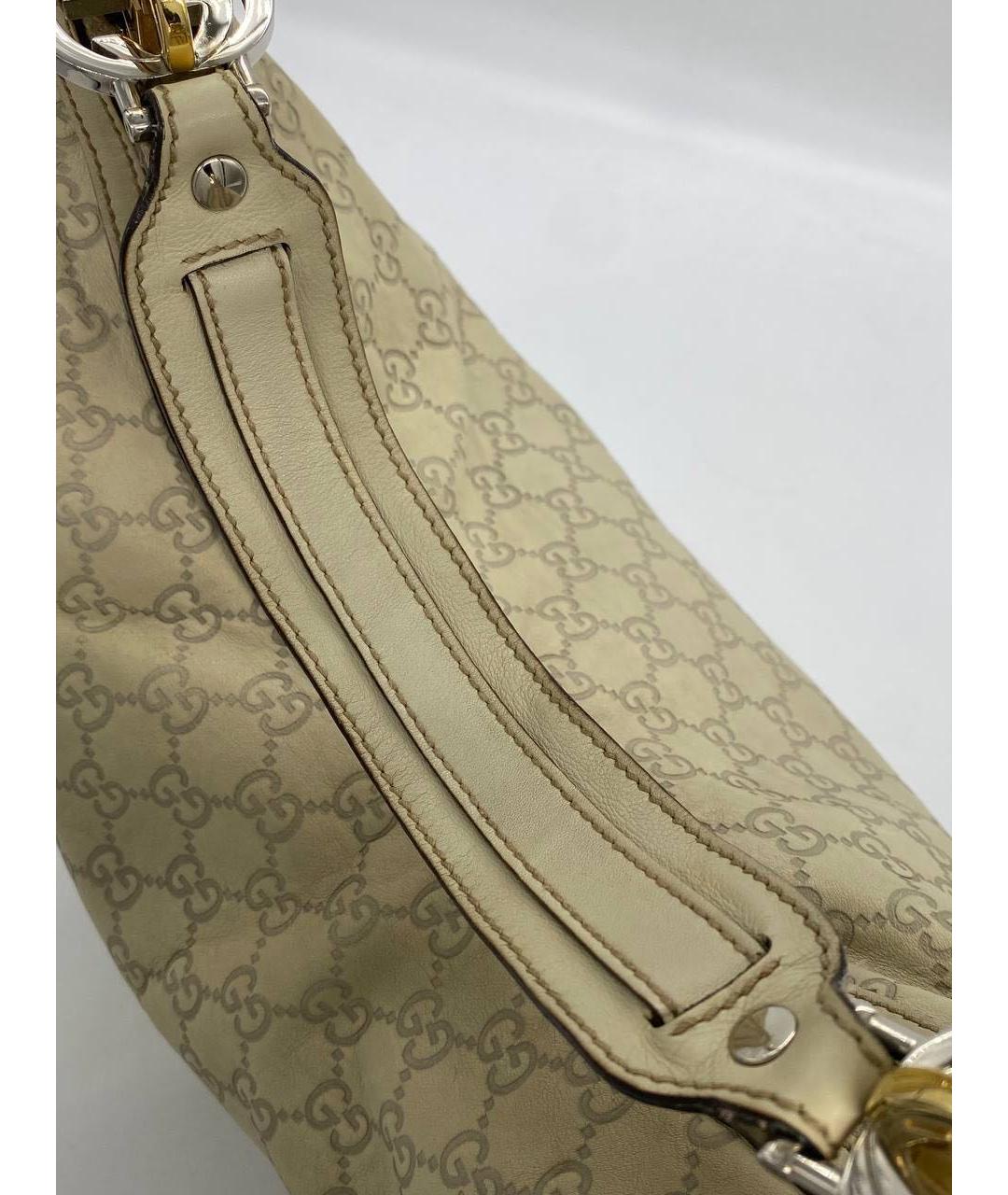 GUCCI Бежевая кожаная сумка тоут, фото 7
