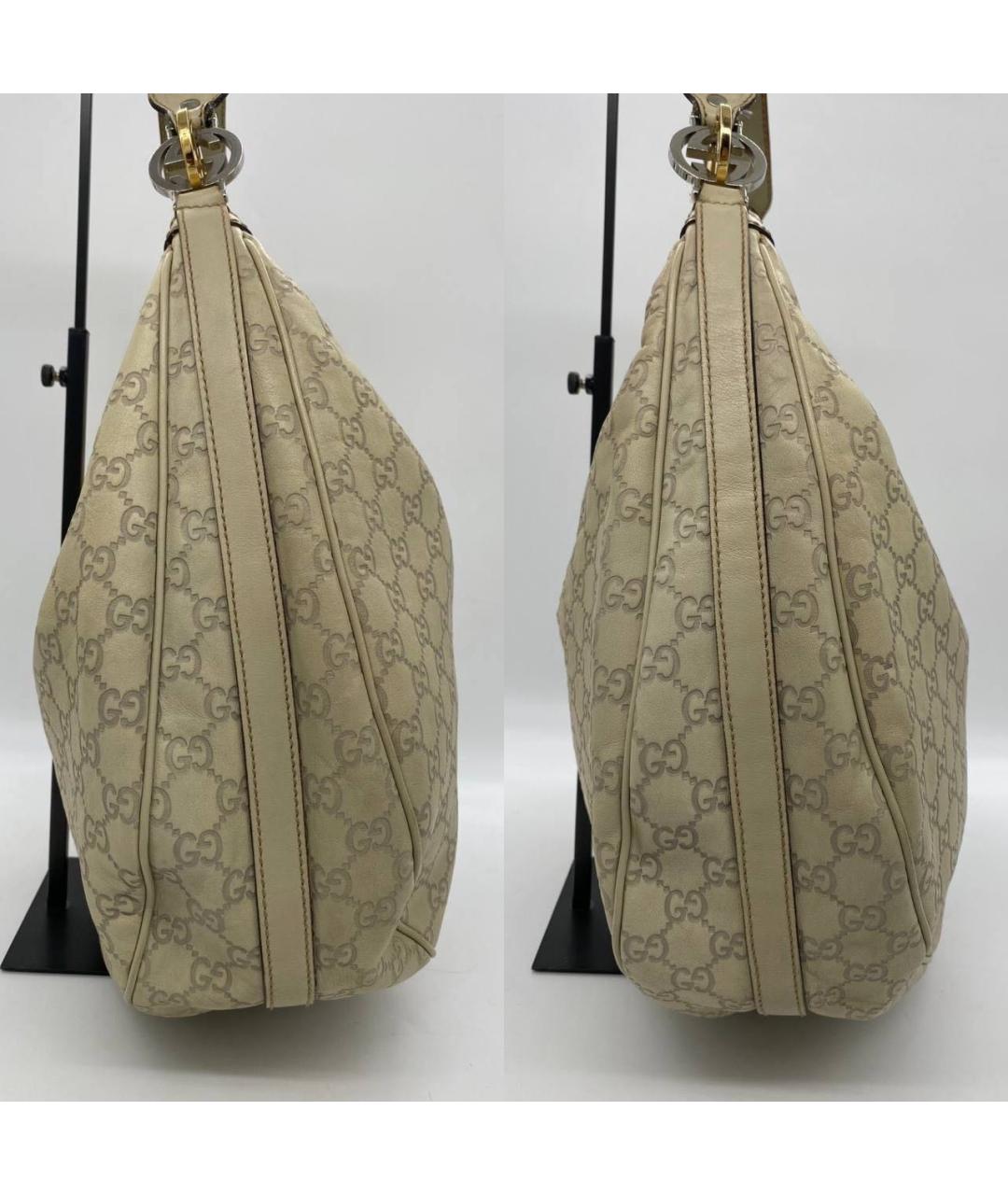 GUCCI Бежевая кожаная сумка тоут, фото 3