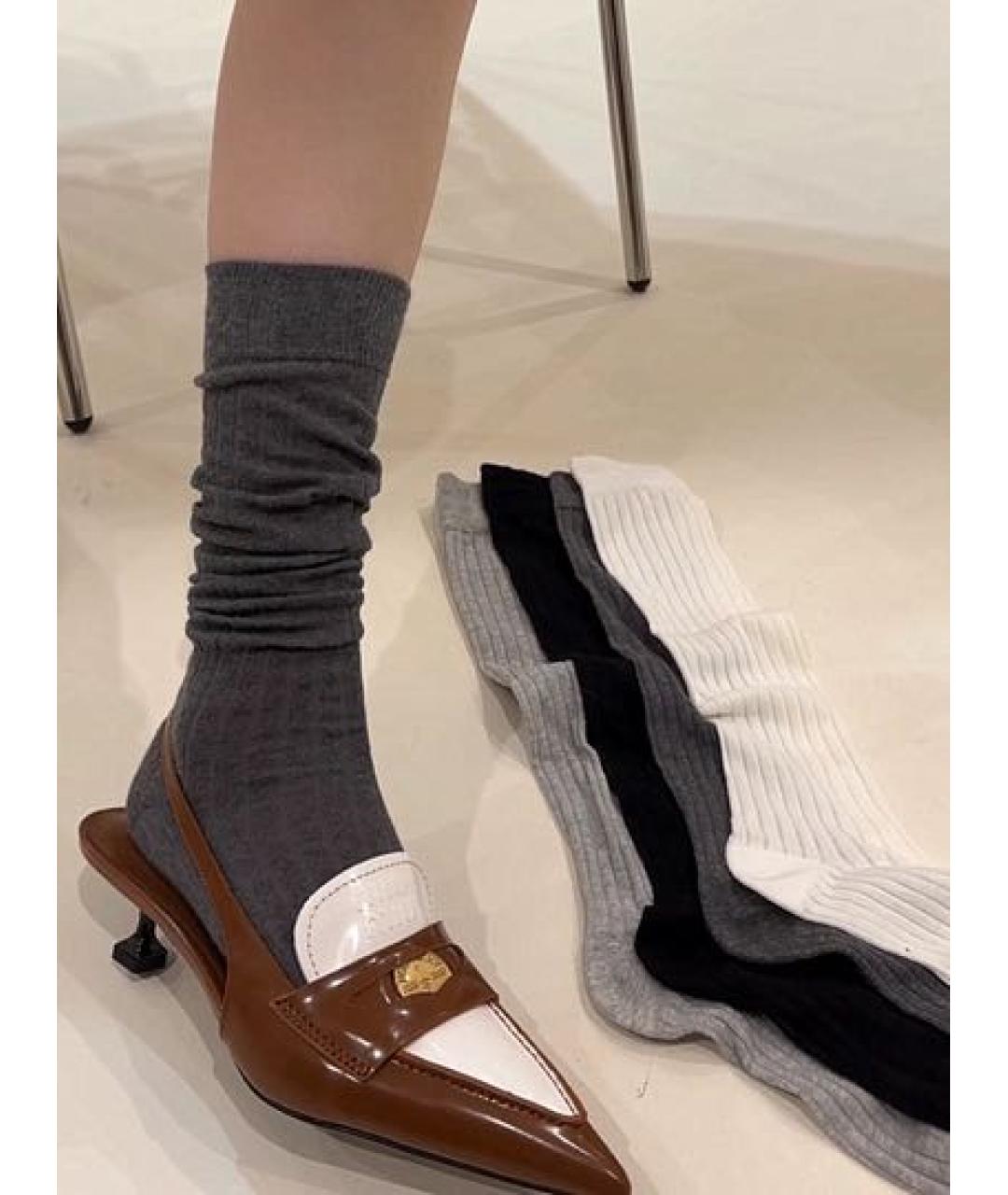 MIU MIU Антрацитовые носки, чулки и колготы, фото 4