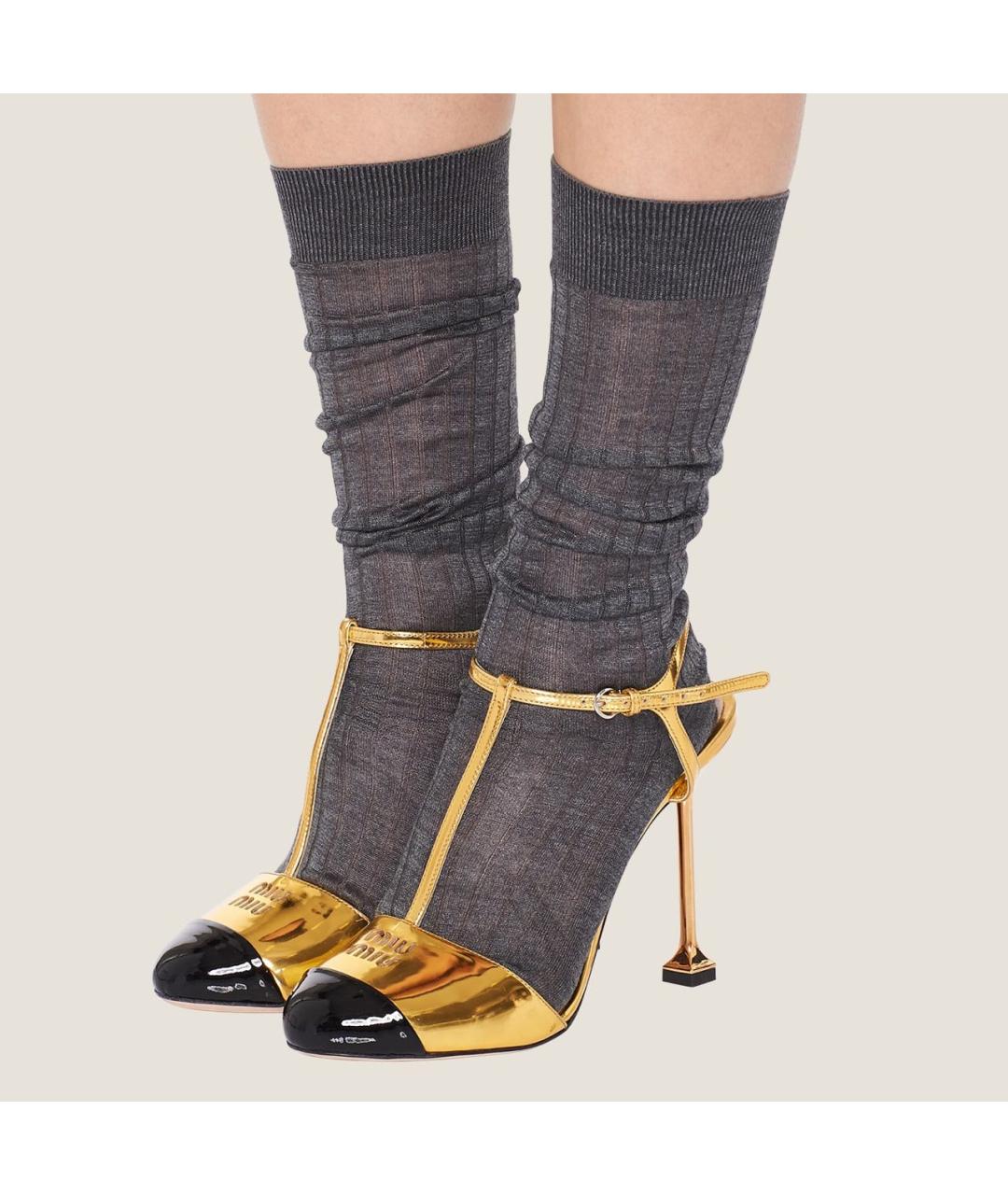 MIU MIU Антрацитовые носки, чулки и колготы, фото 3