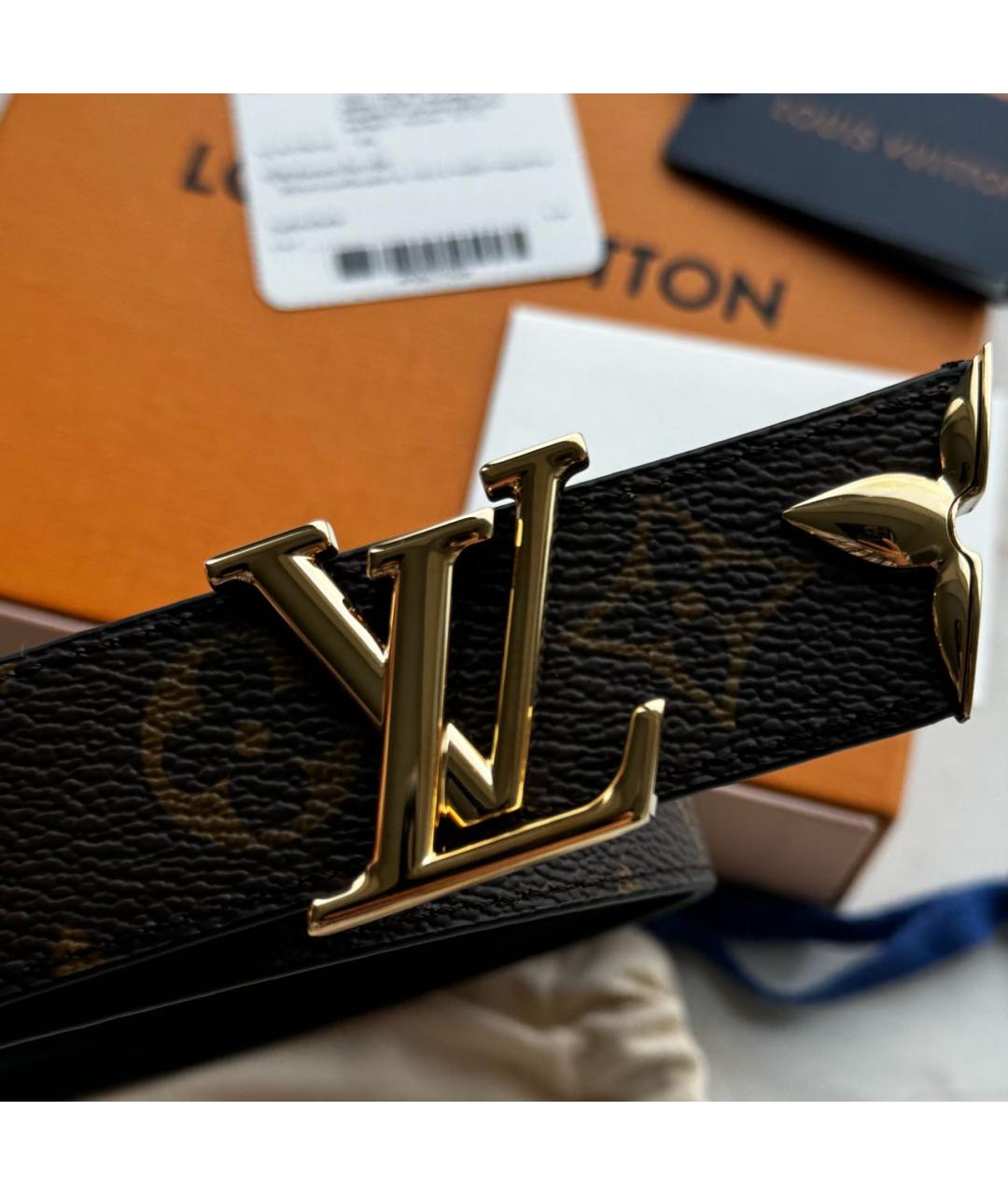 LOUIS VUITTON Коричневый кожаный ремень, фото 3