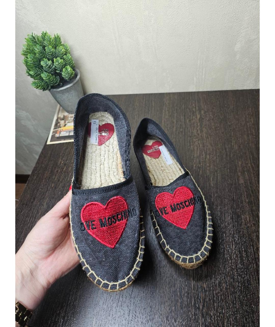 LOVE MOSCHINO Черные текстильные эспадрильи, фото 6