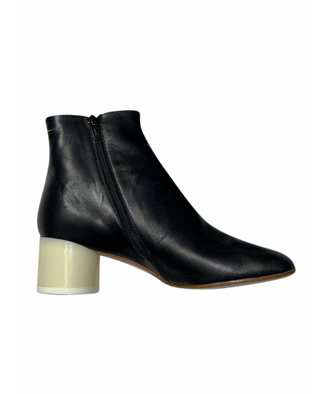 MM6 MAISON MARGIELA Черные кожаные полусапоги, фото 1