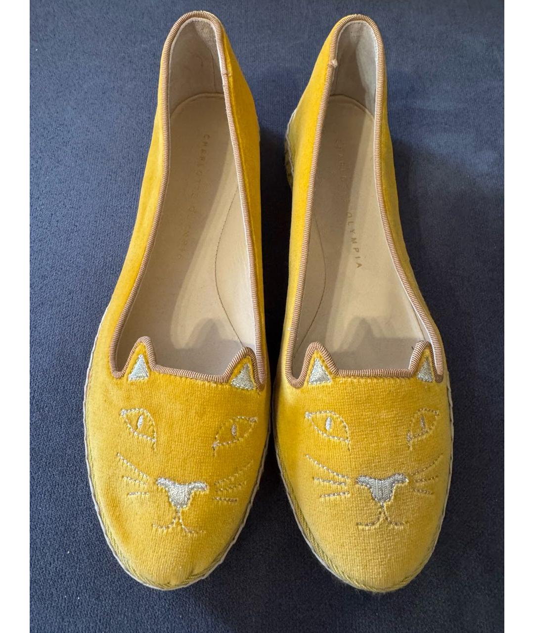 CHARLOTTE OLYMPIA Оранжевое бархатные балетки, фото 2