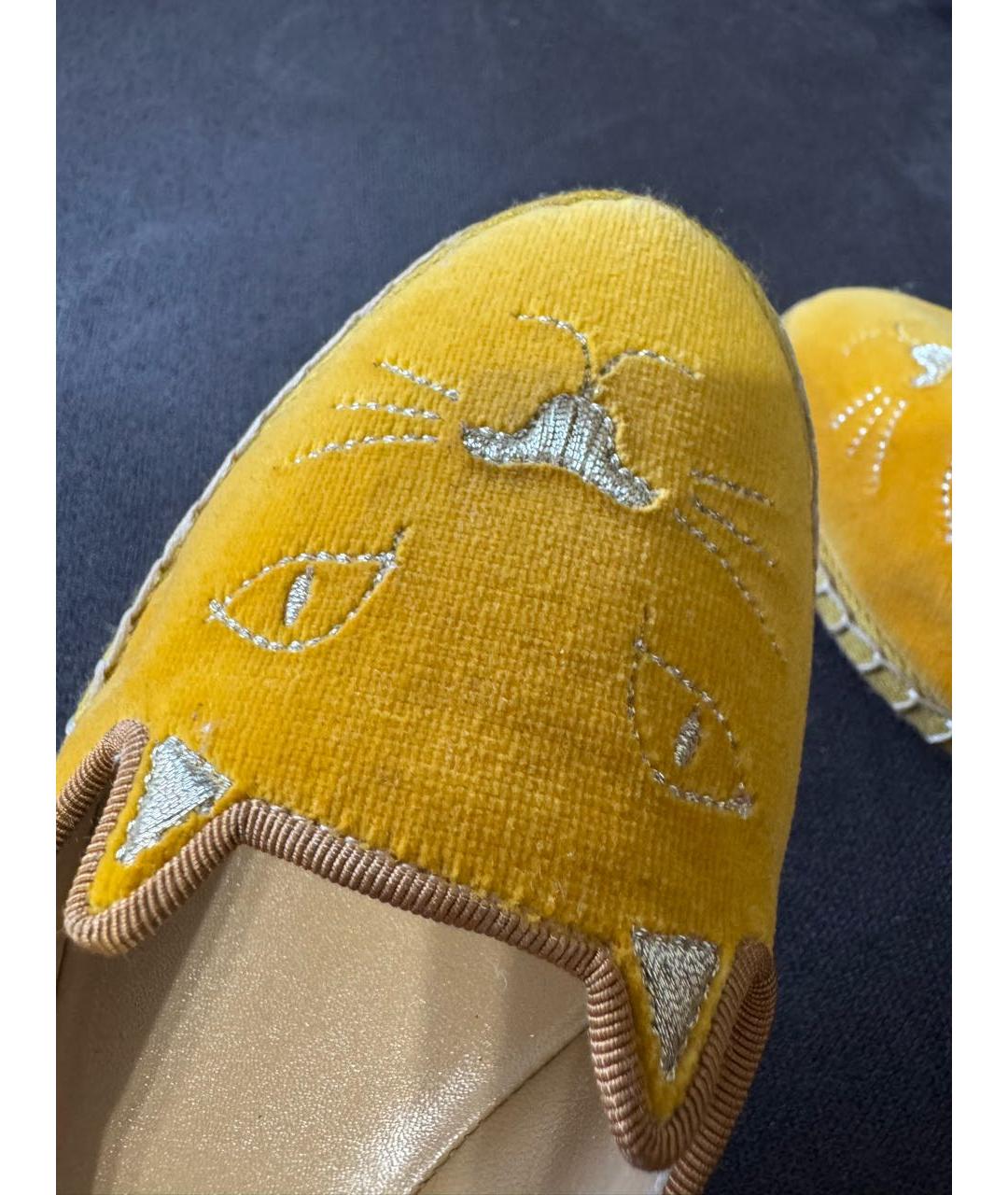 CHARLOTTE OLYMPIA Оранжевое бархатные балетки, фото 7