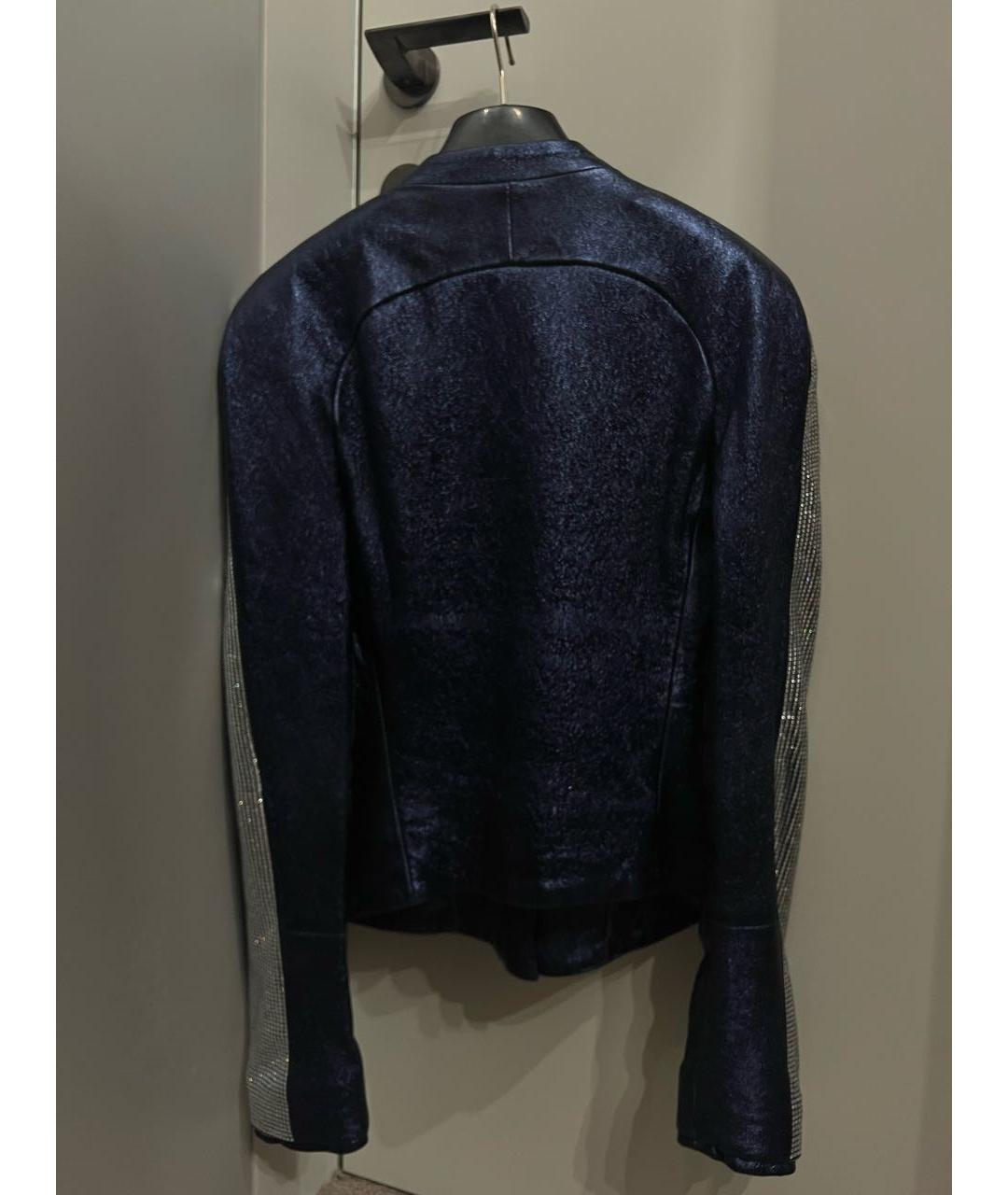 BALMAIN Темно-синяя кожаная куртка, фото 2