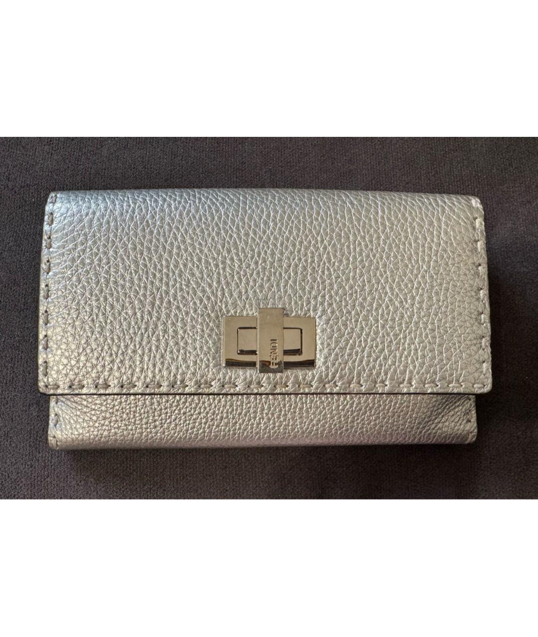 FENDI Серебрянный кожаный кошелек, фото 8
