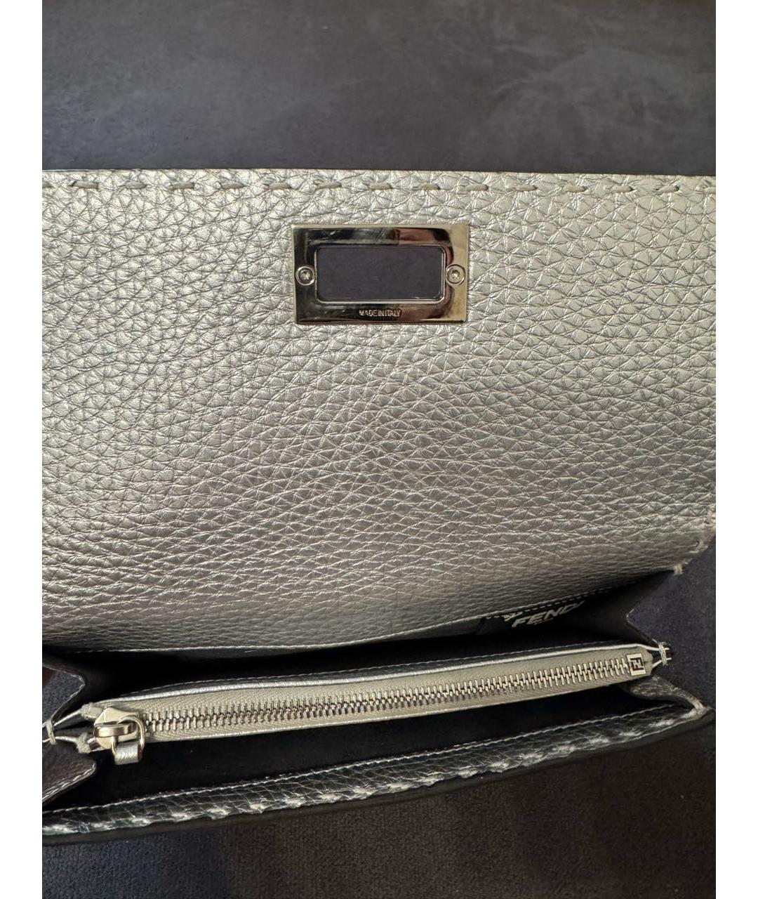 FENDI Серебрянный кожаный кошелек, фото 5