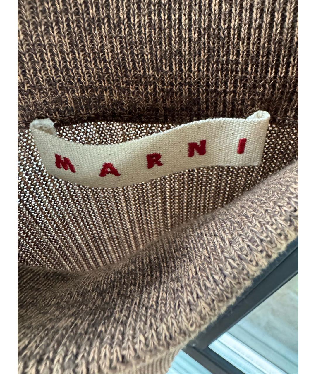 MARNI Коричневая хлопковая юбка миди, фото 4