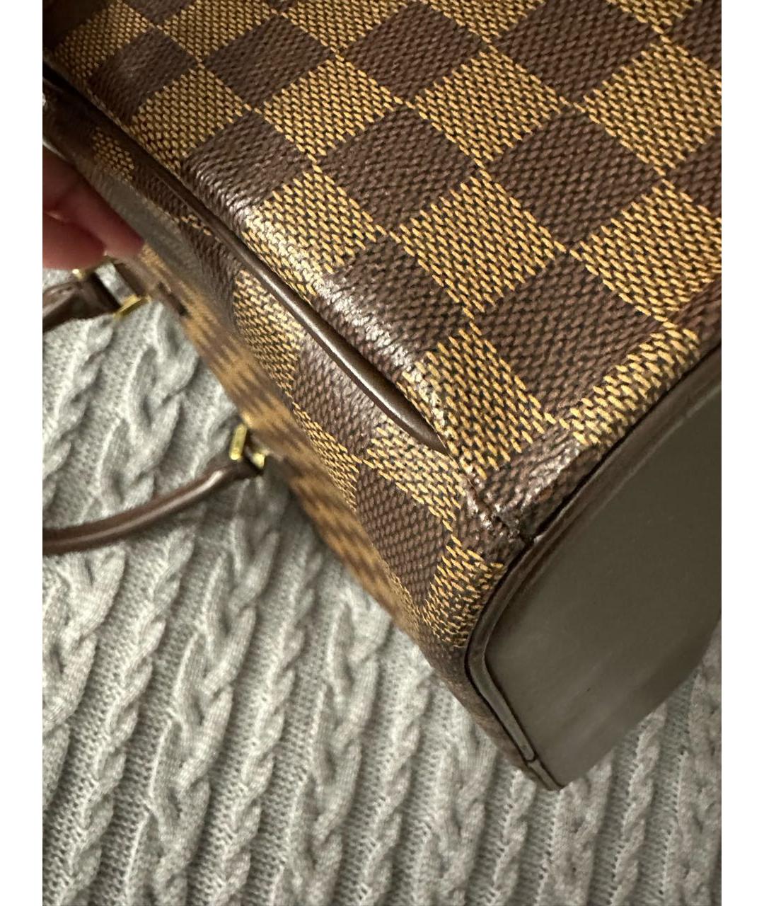 LOUIS VUITTON Коричневая кожаная сумка с короткими ручками, фото 7