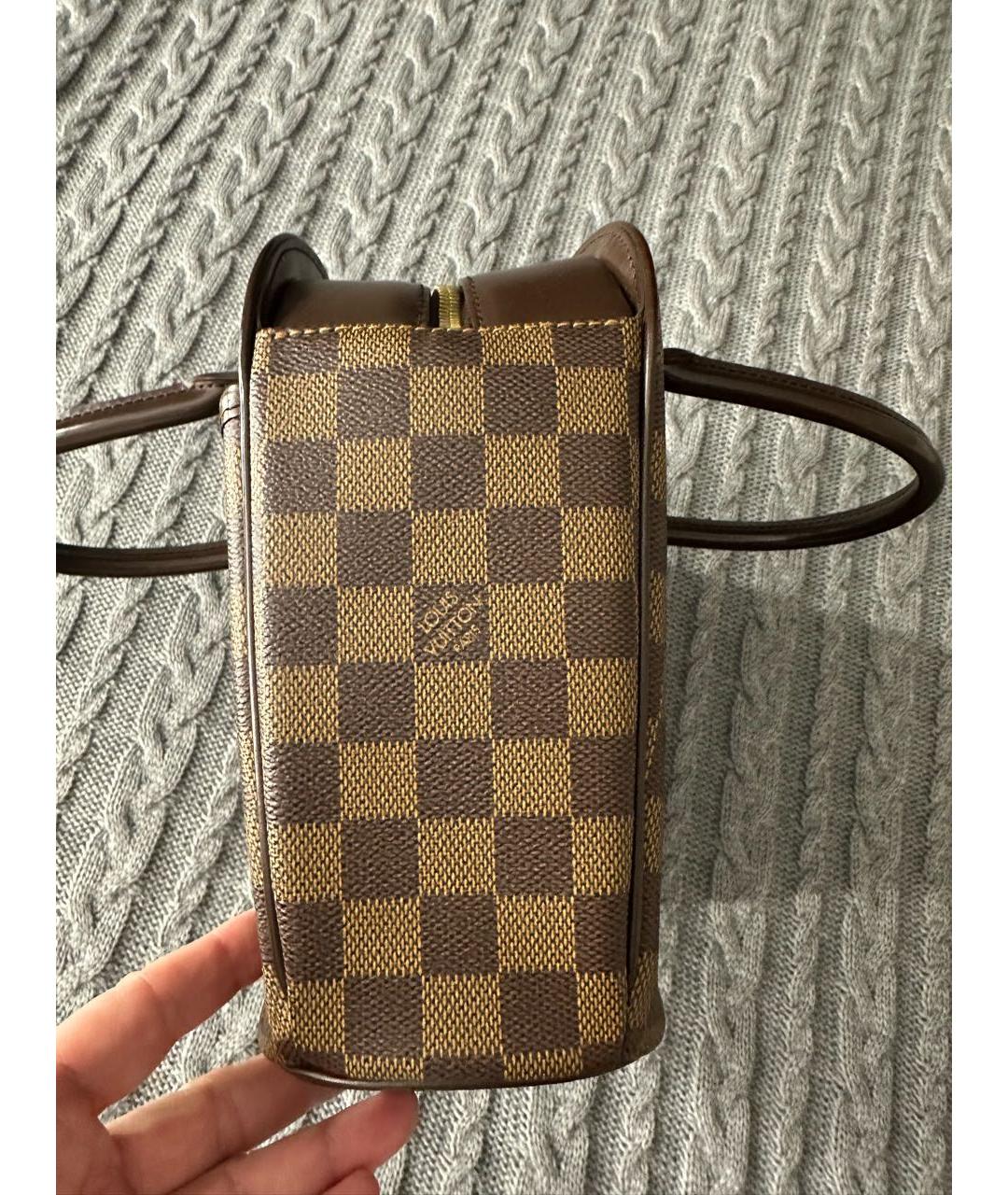 LOUIS VUITTON Коричневая кожаная сумка с короткими ручками, фото 3