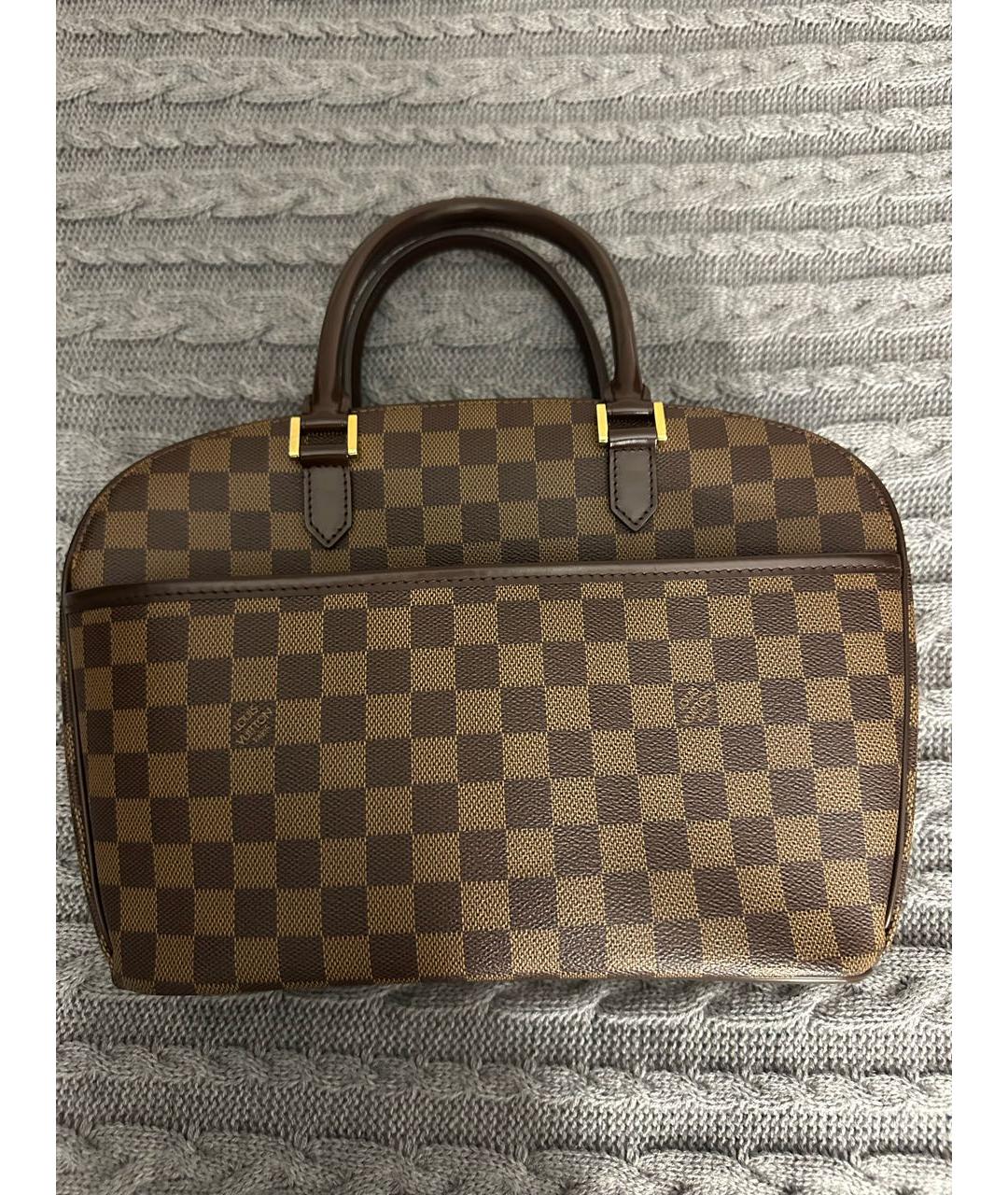 LOUIS VUITTON Коричневая кожаная сумка с короткими ручками, фото 9