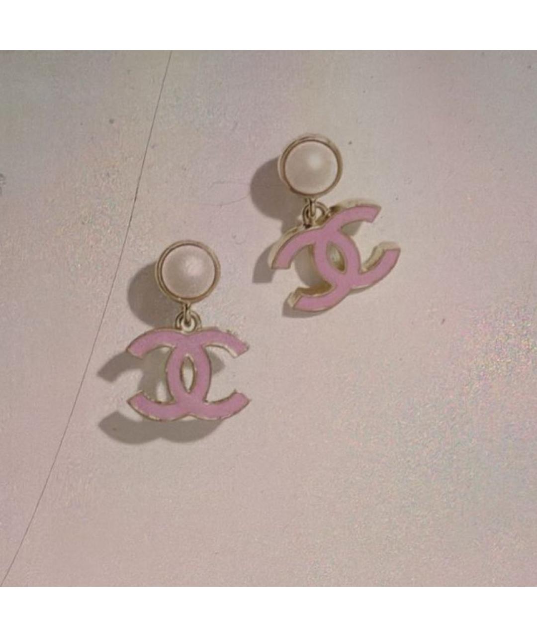 CHANEL Розовые металлические серьги, фото 2